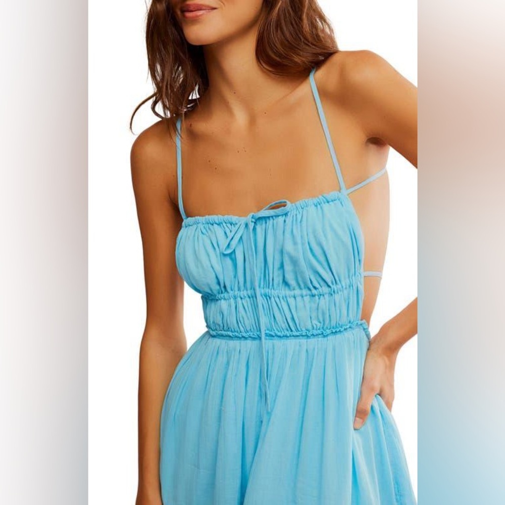 Free People Taking Sides Maxi Dress in Splash Blue XL - Picture 3 of 10